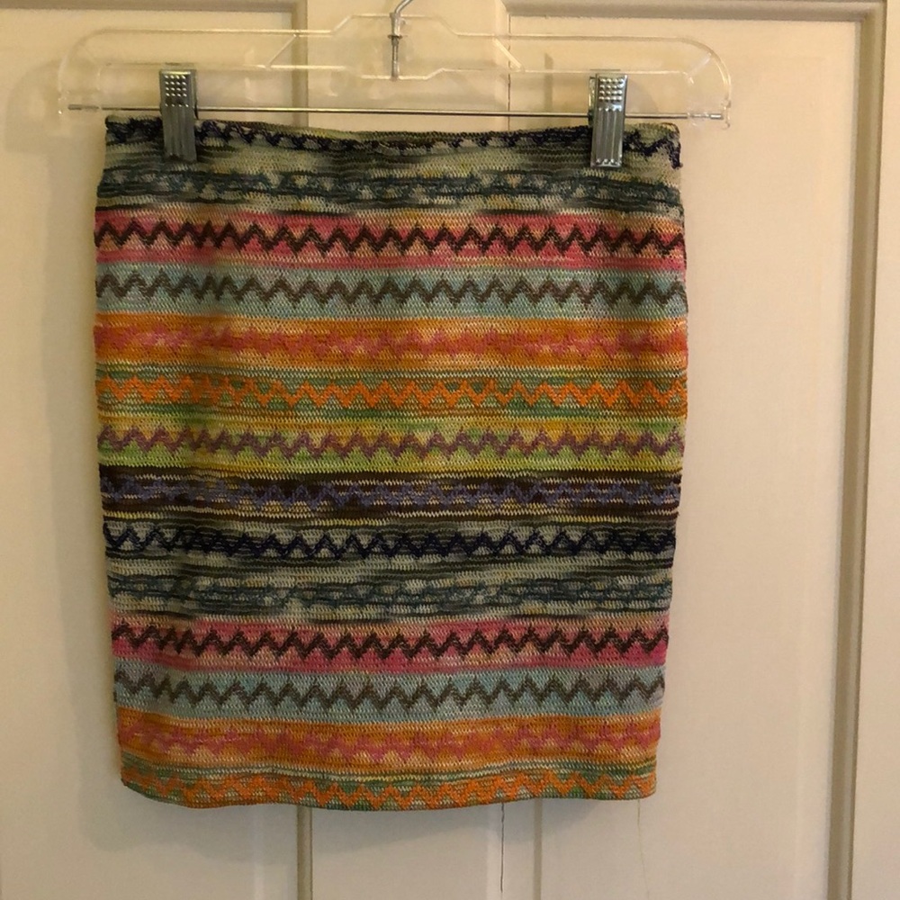 Woven Multicolored Patterned Mini Skirt Size XS